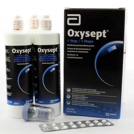 Oxysept 1 Step 3x300ml + 90 Tab + Porta Lenti Oxysept 1 Step 3x300ml + 90 Tab + Porta Lenti